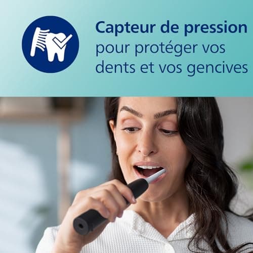 Philips Sonicare 3100, Brosse à dents électrique sonique, capteur de pression et minuterie, étui de voyage, noir, modèle HX3673/14 - Image 6