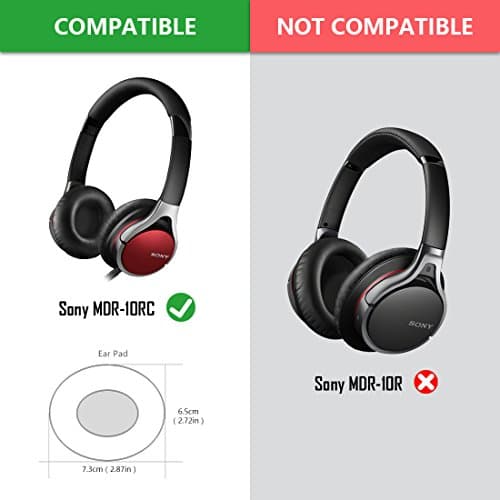 Geekria QuickFit Replacement Protein Leather Earpads for Sony MDR-10RC Headphones (Black) - Image 4