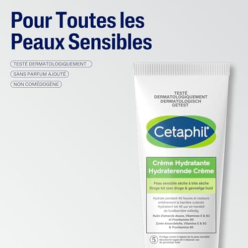 Cetaphil crème hydratante corps, 100g, Visage et corps, peaux sensibles sèches à très sèches, Crème corps hydratante, Niacinamide, Panthénol et de la glycérine, sans parfum - Image 4