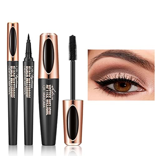 Eyeliner Pencil Liquide - Séchage Rapide + 4D Lash Extension Mascara Waterproof - Noir - Image 2