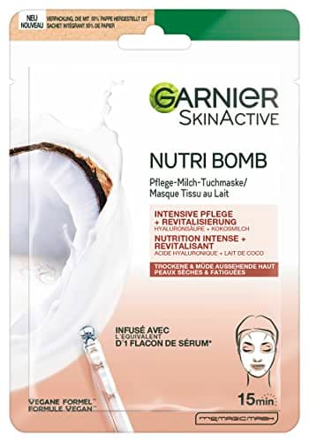 GARNIER Skin Active - Masque Visage Tissu Nutri Bomb - Nutrition Intense & Revitalisant - Lait de Coco & Acide Hyaluronique - Vegan & Cruelty Free - Peaux Sèches & Fatiguées - x1 - Image 2