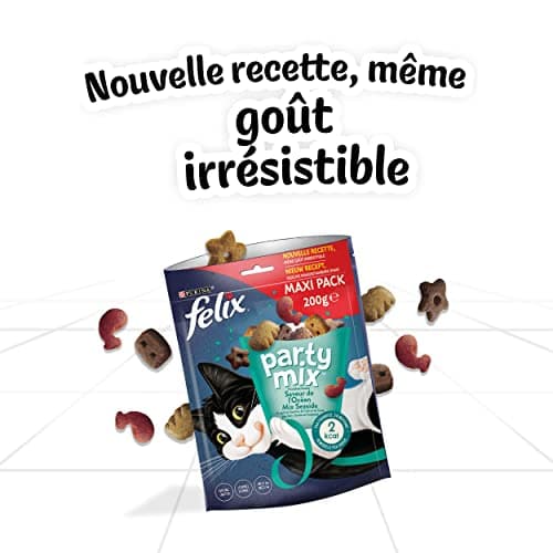 Felix | Party Mix | Adult Cat Treats | Rich in Protein, Vitamins, Fatty Acids & Omega 6 | Irresistible Taste Ocean Flavour: Salmon, Colin, Trout | Bag | Pack of 5 x 200g - Image 8