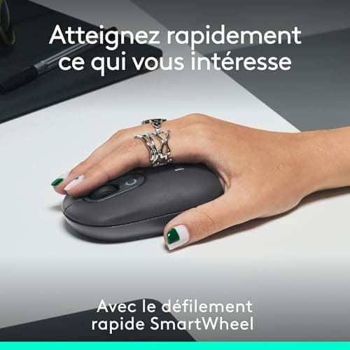 Logitech Pop Mouse, Compact and Portable Wireless Bluetooth Mouse with Programmable Buttons and Discrete Clicks, Easy-Switch Between 3 Devices, Laptop, Tablet, PC – Graphite - Image 4