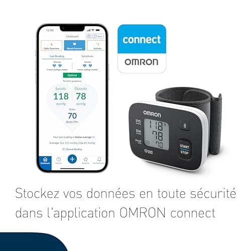 OMRON RS3 Intelli IT Automatic Wrist Blood Pressure Monitor with Bluetooth Connection, Compatible with iOS and Android Smartphones, Clinically Validated, Wearable, 5.3-8.5 Inch Wristband - Image 5