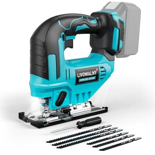 LIVOWALNY Cordless Jigsaw Compatible with Makita 18V, Variable Speed, 45° Bevel Cut, with 6 Blades - for Wood, Metal and Plastic (Battery Not Included) - Image 2