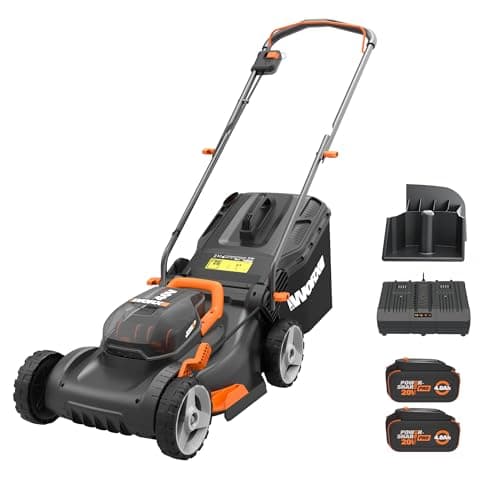 WORX Tondeuse à Gazon sans Fil 40 V (2 x 20 V) Max 40cm WG734E Idéale pour Un Jardin jusqu'à 500m², Powershare, 4 Ah, Technologie IntelliCut Hauteur de Coupe 20-80mm - Image 8