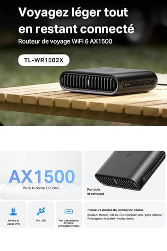TP-Link TL-WR1502X WiFi Router 6 for Home and Travel, AX1500Mbps Dual-Band Router, Outdoor Repeater, VPN, WPA3, Type C Power Port - Image 6