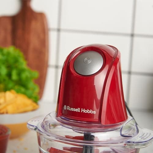 Russell Hobbs Mini Electric Food Chopper [Glass Bowl with Lid] Blender Desire Red (500 ml, Multi-purpose Blender: Fruit, Vegetable, Meat, Puree, Compact, Stainless Steel Blades, 350W) 27132-56 - Image 5