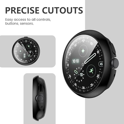 Google Pixel Watch 4 45mm Case with Screen Protector, Ultra-Thin Scratch Resistant Protective Case Compatible with Google Pixel Watch 4 - Black - Image 3