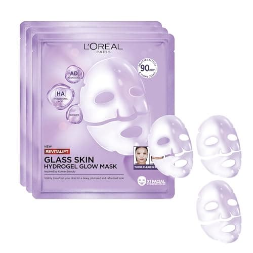 L'Oréal Paris Revitalift Filler Glass Skin Hydrogel Intense Hydration Face Mask with Hyaluronic Acid Inspired by Korean Beauty - Pack of 3 - Image 3