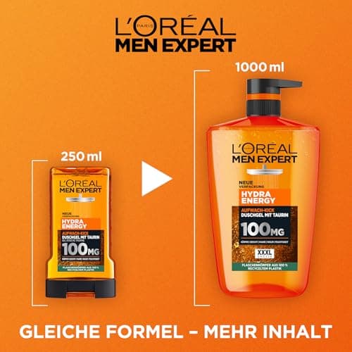 L'Oréal Men Expert XXXL Gel douche et shampooing pour homme, bain douche pour nettoyer le corps, les cheveux et le visage, soin du corps pour homme pour une fraîcheur longue durée à la taurine, Hydra - Image 4