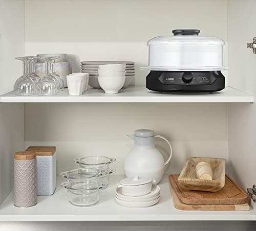 Seb Ultracompact Steamer, Healthy Cooking, 9 L, 800 W, 3 Stackable Bowls, Rice and Cereal Tray, 60 Minute Timer, Automatic Shut-off, Visible Water Level, Easy to Store VC204800 - Image 6