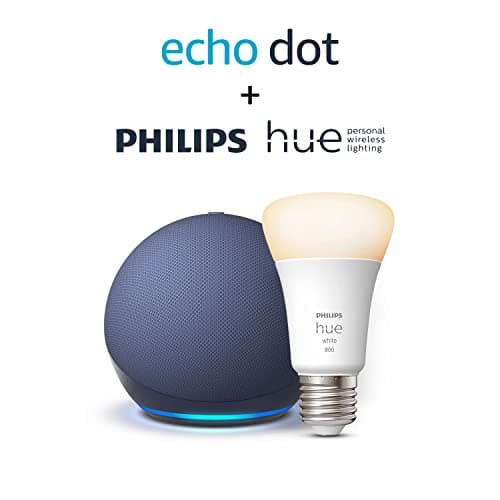 Echo Dot (5e génération) | Bleu marine + Philips Hue White ampoule connectée (E27), Fonctionne avec Alexa - Kit de démarrage Maison connectée - Image 3