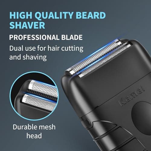 KEMEI Dual Leaf Electric Razor for Men, Cordless Barber Shaver USB Rechargeable, Up to 180 Minutes Use - Image 5