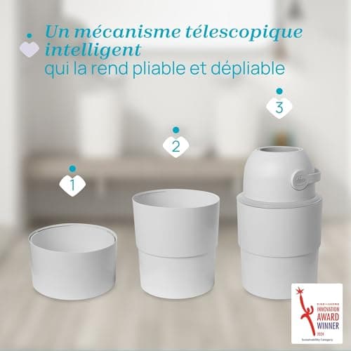 Chicco Telescopic Nappy Bin, Compact Odour Proof, Nappy Disposal, Foldable and Space-Saving Bin, No Need for Refills, Uses Normal Bin Liners, Grey - Image 6