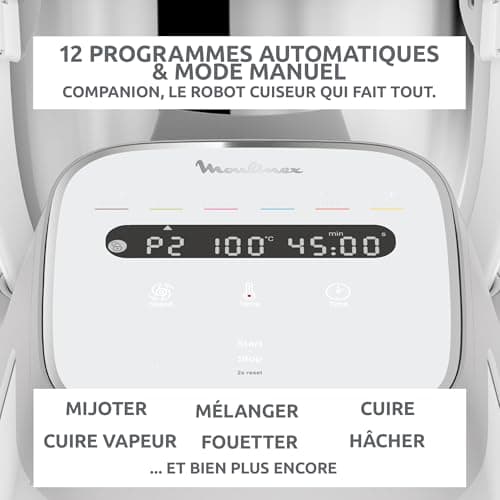 Moulinex Companion, HF8408F1 Robot Cooker, 14 Functions, 3L Bowl, Capacity XL 10 People, Cook, Mixing, Chopping, Silent, Dishwasher Safe, Made in France, Grey - Image 4