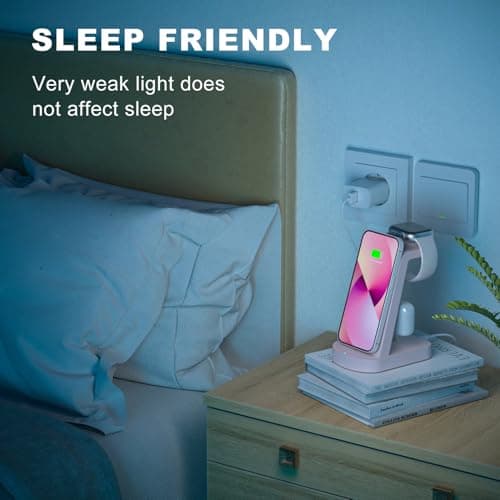 3 in 1 Induction Charger, INNISTO Fast Charger Induction Charger Station Compatible with iPhone 17/16/15/14/13/12Pro/Pro Max, Apple Watch Ultra/10/9/8/7/SE/SE2/6/5/4 AirPods321/Pro1 Pink - Image 8