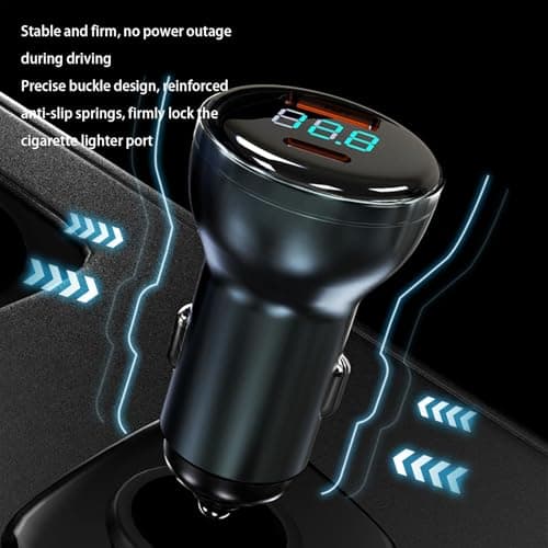 Adaptateur USB de voiture, chargeur de téléphone de voiture | Adaptateur automatique de charge USB rapide de 100 W - Bloc de charge rapide automobile PD30W avec écran numérique pour hommes et femmes - Image 8
