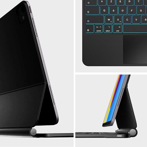 Keyboard Case for iPad A16 2025 & iPad 10th Generation 2022, 7 Colors Backlight, Multi-Touch Touchpad, Floating Magnetic Design, AZERTY Black - Image 6