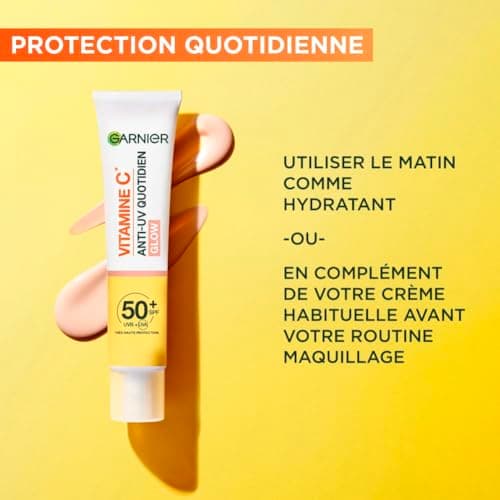 Garnier SkinActive - Fluide Anti-Taches & Anti-UV Quotidien - Glow - SPF 50+ - Protège, Réduit les Taches & Booste l'Éclat - Soin Visage Enrichi en Vitamine C - Tous Types de Peau - 40 ml - Image 6