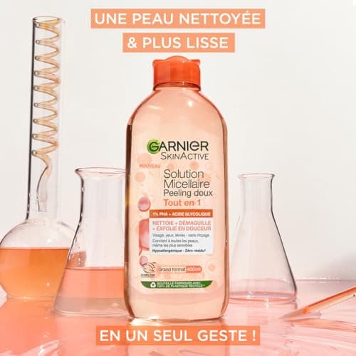 Garnier - Micellar Water All-in-1 Gentle Peeling - 1% PHA & Glycolic Acid - Exfoliating & Smoothing - For All Skin Types - No Rinse - Vegan & Hypoallergenic Formula - 400ml - Image 5