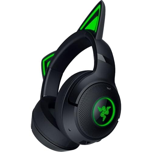 Razer Kraken Kitty V2 BT - Casque sans Fil Bluetooth RGB avec Kitty Ears pour Le Jeu et Le Streaming (325g, Haut-parleurs Triforce 40mm, Bluetooth 5.2, micros antibruit, autonomie de 40 Heures) Noir - Image 2