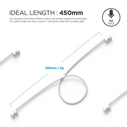elago Silicone Strap AirPods Strap Anti-Lost Compatible with Apple AirPods 1 and 2 - Made of Smooth Silicone, 45 cm, Perfect for Sports, Leisure (White) - Image 6