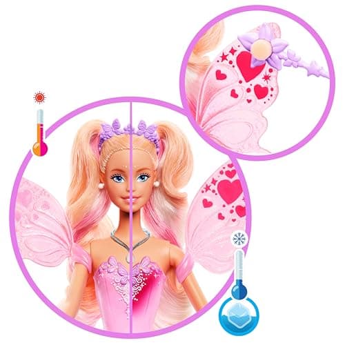 Barbie Barbie Fairy Doll with Magic Wand and Fashion Accessories, Wings and Outfit with Colour Changing Function, JCP76 - Image 4