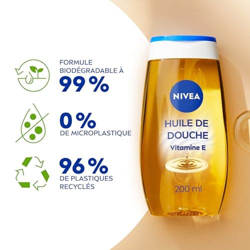 NIVEA Huile de Douche nourrissante (1 x 200 ml), Gel douche soin nourrissant Vitamine E et huiles naturelles, Gel lavant corps, sensation de peau nourrie & rayonnante de santé, tous types de peau - Image 8