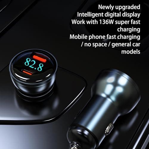 Adaptateur USB de voiture, chargeur de téléphone de voiture | Adaptateur automatique de charge USB rapide de 100 W - Bloc de charge rapide automobile PD30W avec écran numérique pour hommes et femmes - Image 7
