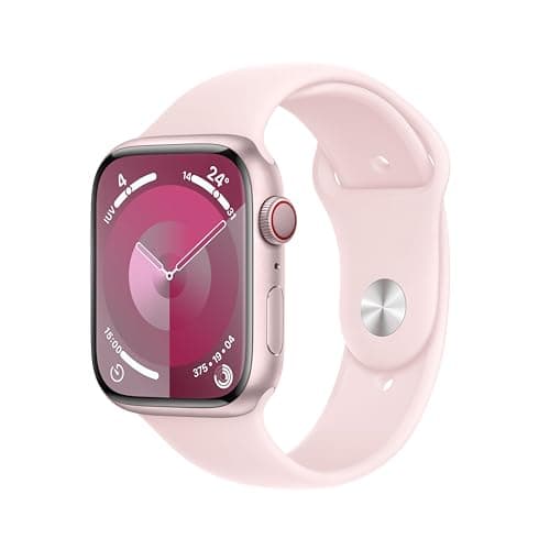 Apple Watch Series 9 [GPS + Cellular, 45mm] Pink Alluminum Case with Pink Sport Strap, M/L (Refurbished) - Image 2