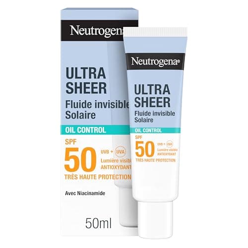 Neutrogena – Invisible Ultra Sheer Oil Control Sun Fluid SPF 50+ UVB + UVA (50ml) – Antioxidant Sunscreen Face with Niacinamide – Touch Dry, Fast Absorption and Mattifying Effect 12 Hours - Image 2