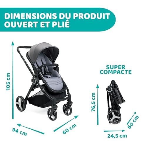 Chicco Trio Best Friend 3-in-1 Modular System with Pushchair, Carrycot and Baby Car Seat 40-80 cm with Compact Folding Closure - Image 5
