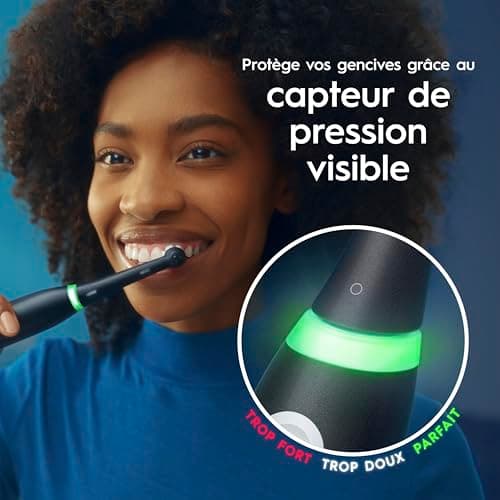 Oral-B iO 3 Brosse A Dents Electrique Noire, Pour Adultes, Modes De Nettoyage Avec Blancheur, Doux Pour Les Gencives, Capteur De Pression, Brossette Oral B De Rechange, Chargeur, Porte-Brossettes - Image 4