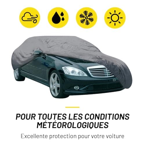 Dunlop XL Universal Car Cover 534 x 178 x 120 cm Waterproof Cover with Elastic Cord and Rings for Indoor and Outdoor Use Grey - Image 6
