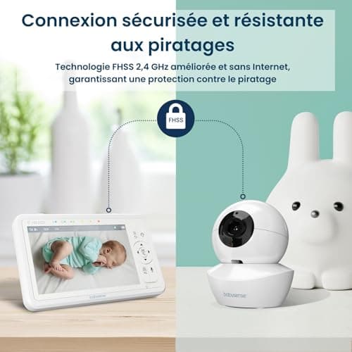 Babysense Baby Monitor HD Video Monitor - 5" Split Screen Baby Monitor with 2 720P Cameras, Two-Way Audio Talk, Long Range, Adjustable Nightlight, Night Vision, Lullabies - Image 5