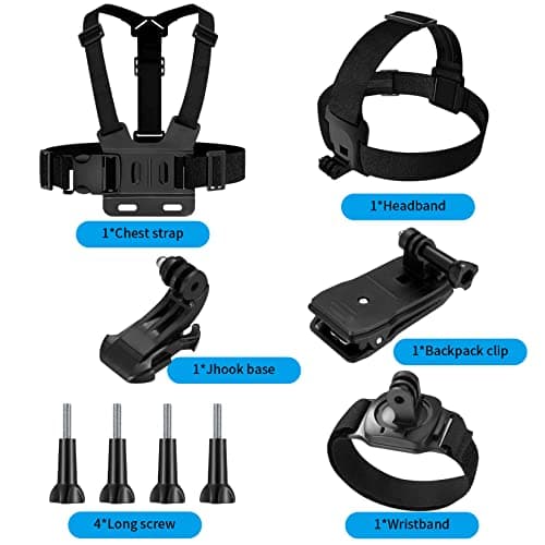 Compatibile Con GoPro 9-in-1 Accessories Kit, Chest Harness, Attachment Harness Headband, Wrist Clip Clip Backpack, Compatible with GoPro Hero 9 8 7 6 5, SJCAM, Insta360 - Image 3