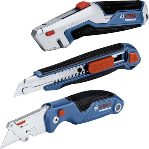 Bosch Professional set de 3 couteaux (couteau universel avec lame extractible et lames de rechange dans le manche, cutter classique, cutter pliant universel avec lames de rechange dans le manche) - Image 2