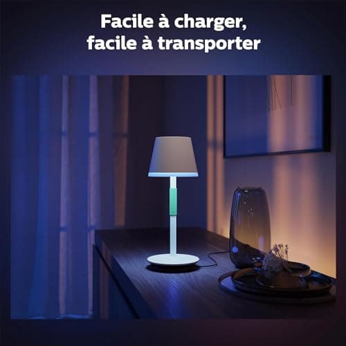 Philips White and Color Ambiance, lampe à poser portable Hue Go Portable Blanche, lampe connectée Philips Bluetooth, 370 lm, 16 m de couleurs, compatible Alexa, Google Assistant et Apple Homekit - Image 6