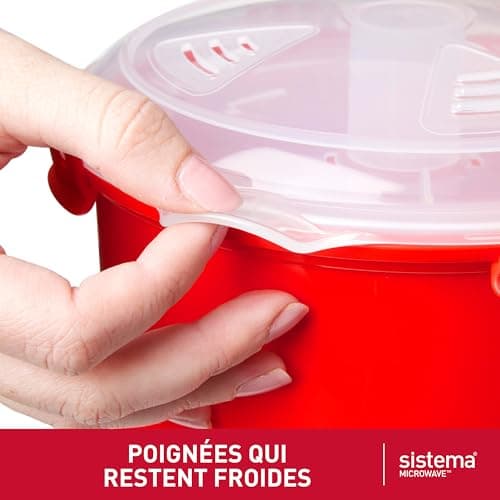 Sistema Microwave Rice Cooker | Perfect for Cooking Rice, Polenta & Couscous | Medium 2.6L | Non Stick, BPA Free with Lid | Red/Clear - Image 5