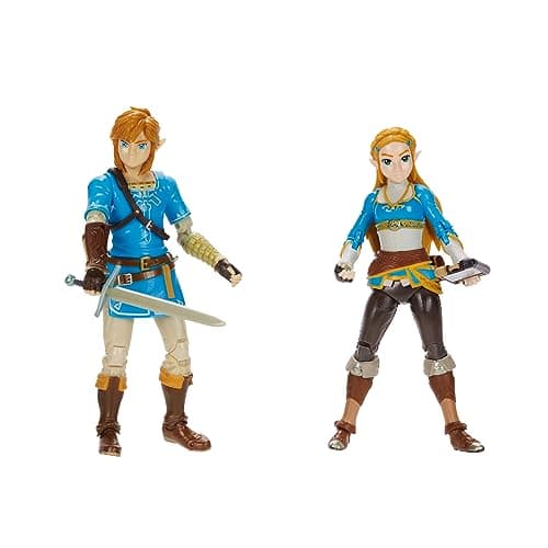 Nintendo Zelda - Pack of 2 Link and Zelda Action Figures - 11 cm - 20 Points of Articulation - Official Zelda Breath of The Wild - Sheikah Tablet and Soldier Sword Accessories - Ages 3+ - Image 6