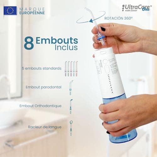 Aquapik® One Cordless Dental Flosser | Portable Dental Jet 250ml | 8 Tips + 6 Levels | USB-C IPX7 | For Sensitive Gums, Implants, Orthodontics | Effective Interdental Cleaning - Image 7