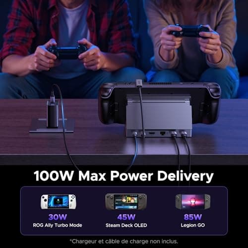 UGREEN 6 in 1 Docking Station Compatible with Steam Deck OLED Switch 2 ROG Ally X Legion Go Dock USB C HDMI 4K 120Hz VRR FreeSync G-Sync Gigabit Ethernet Adapter 3 Data Ports 5Gbps PD 100W - Image 7