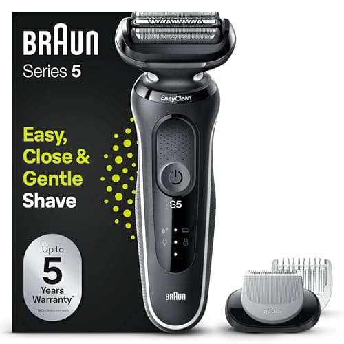 Braun Series 5 51-W1600s Rasoir Électrique Pour Homme Avec Accessoire Tondeuse Pour Le Corps EasyClick, Système EasyClean, Technologie Wet & Dry, Rechargeable, Rasoir À Grille Sans Fil, Blanc - Image 2