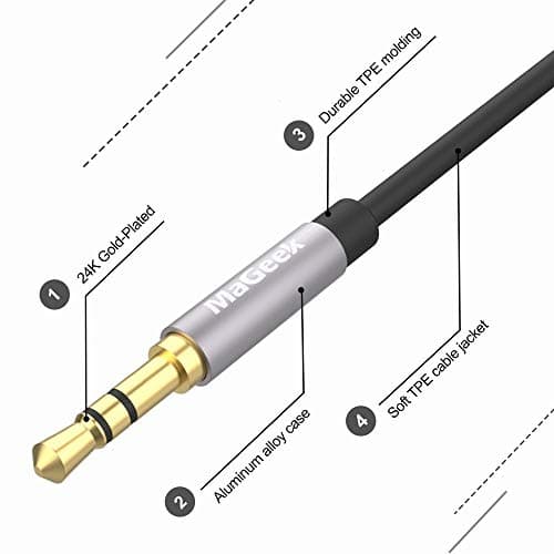MaGeek 3.5mm Auxiliary Audio Cable (3m) Extra Long Male to Male Stereo Audio Cable for Beats, iPhone, iPod, iPad, Car Radio, Stereo etc. (Black) - Image 3