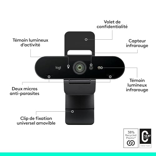 Logitech Brio 4K Webcam, Video Calls, Microphone, Anti-Parasite, HD Auto Light Correction for Microsoft Teams, Zoom, Google Voice, Google Meet, PC/Mac/Laptop/Macbook – Graphite - Image 7