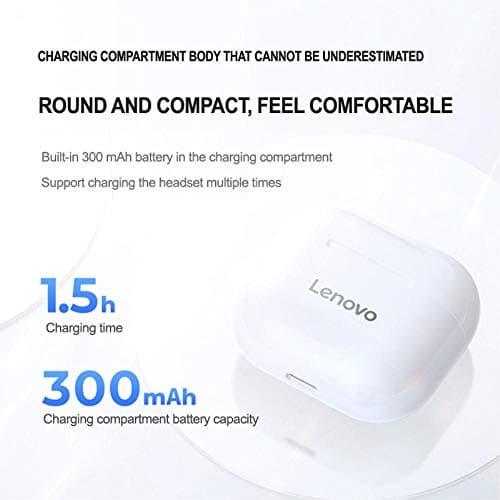 Lenovo TWS Écouteurs stéréo sans fil Bluetooth avec contrôle tactile et étui de chargement de 230 mAh - Image 8