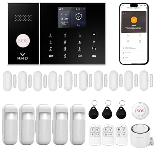 XUK Wireless Alarm System 4G/WiFi, Smart Security Alarm with Door/Window Sensors, Compatible with Alexa/Google Home, 24 Alarm with Siren, 10 Window and Door Sensors, 3 Remote Control - Image 3