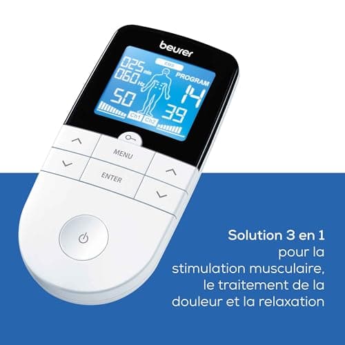 Beurer EM49 3 in 1 Muscle Stimulator:TENS/EMS/Massage, TENS Pain Relief Therapy, Electric Muscle Stimulation, EMS 4 Electrodes, Black Reusable Included, Easy to Carry - Image 5