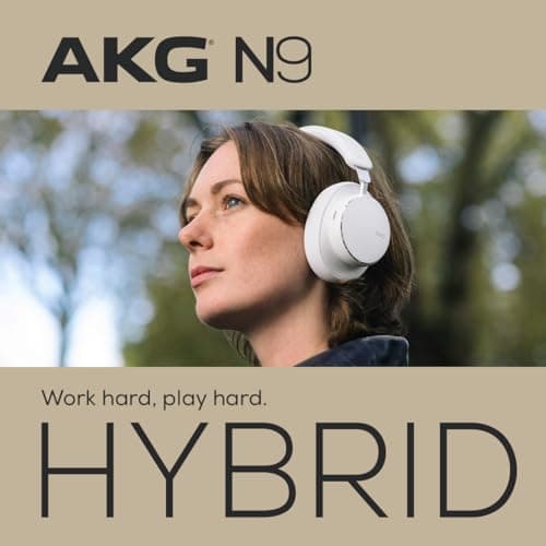 AKG N9 Hybrid Over-Ear Headphones - Crystal Clear Sound Wireless, True Adaptive Noise Cancelling, Zoom Certified Call Quality, 100 Hours of Battery Life, Bluetooth, USB-C, White - Image 8